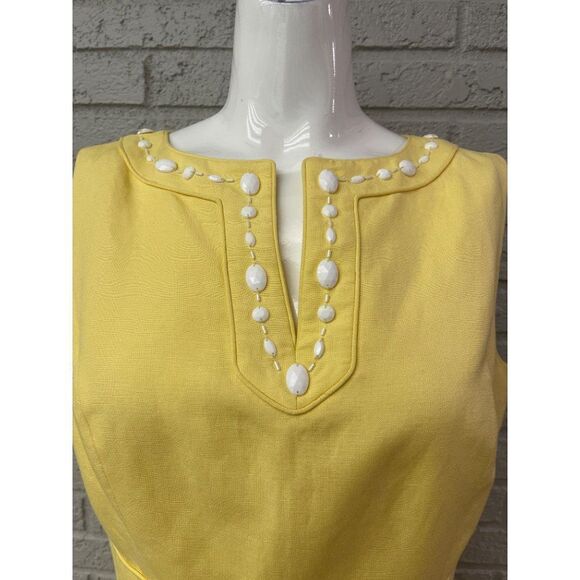Alex Marie Yellow Sheath Dress with Beaded Neckline Size 6 - Picture 3 of 11